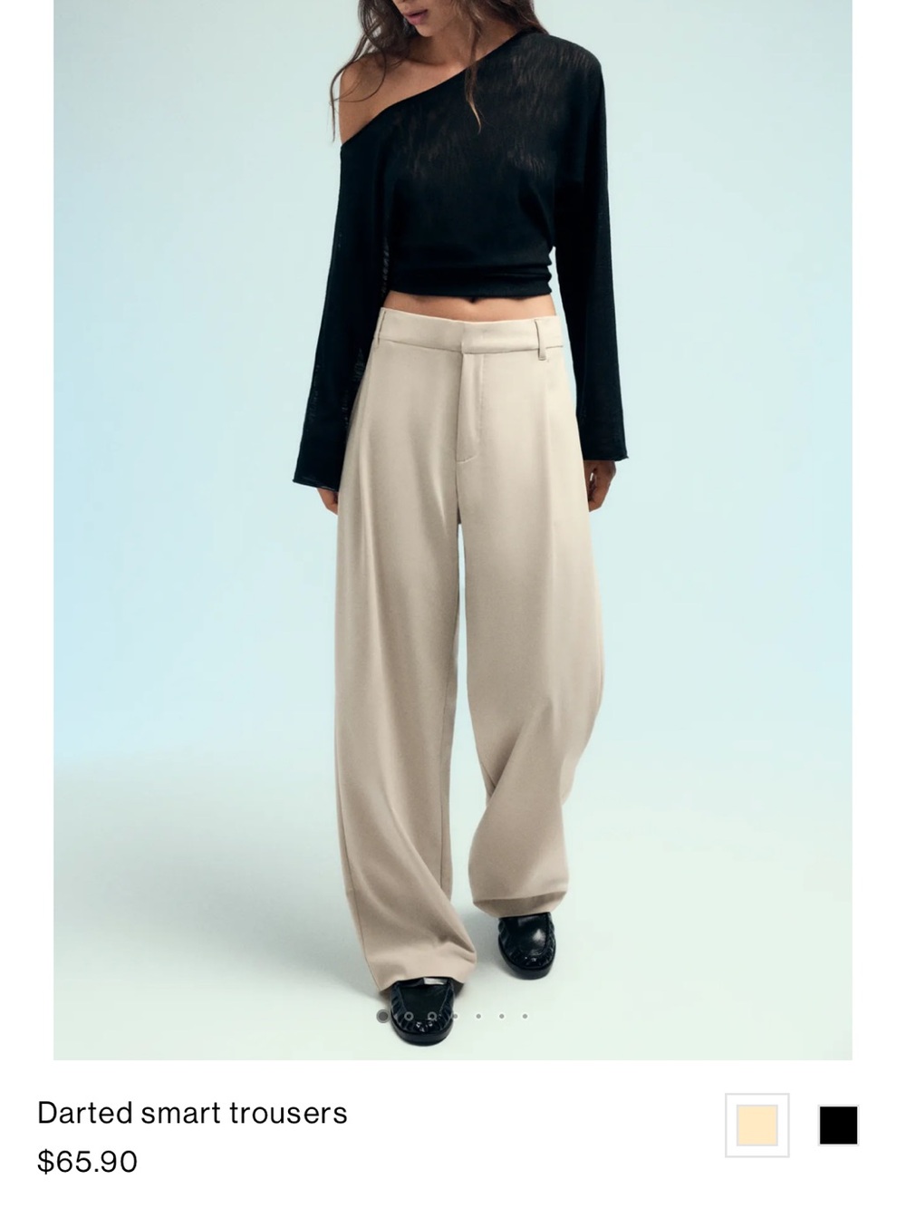 Pull&Bear Wide-Leg Trousers in Cream